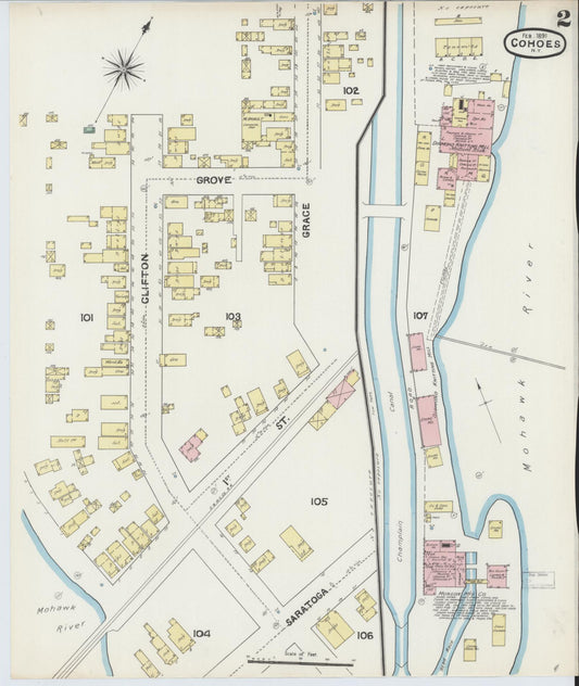 Sanborn Fire Insurance Map from Cohoes, Albany County, New York (1891), Sheet #0002 - Complete Map Set gallery image, historic Sanborn map, vintage wall art, New York New York