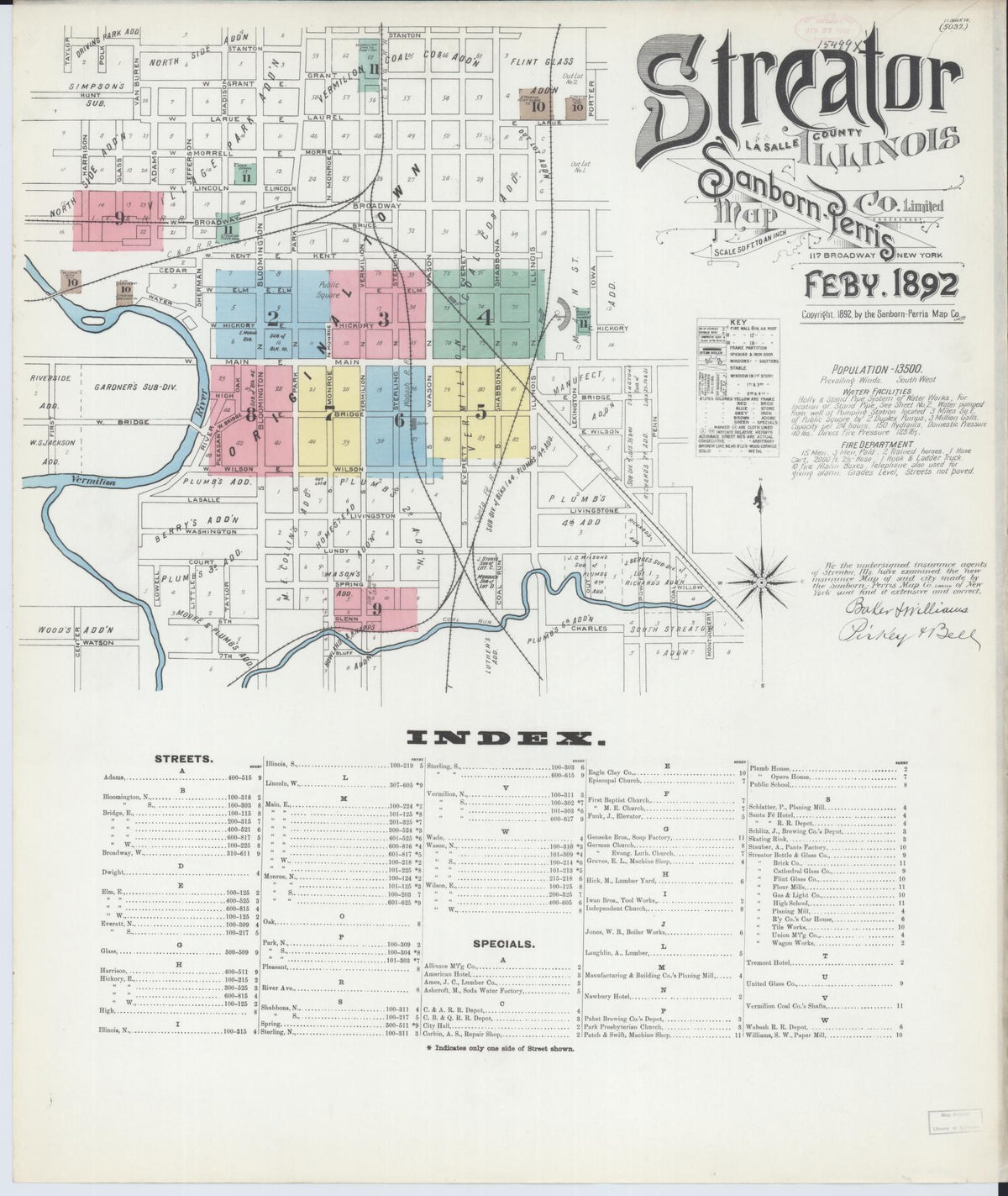 Sanborn Fire Insurance Map from Streator, La Salle County, Illinois (1892), Sheet #0001 - Complete Map Set gallery image, historic Sanborn map, vintage wall art, Illinois Illinois