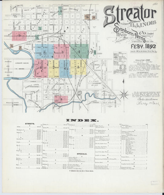 Sanborn Fire Insurance Map from Streator, La Salle County, Illinois (1892), Sheet #0001 - Complete Map Set gallery image, historic Sanborn map, vintage wall art, Illinois Illinois