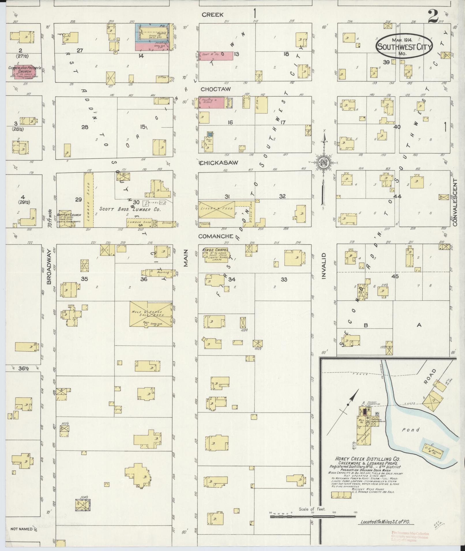 Sanborn Fire Insurance Map from Southwest City, Mcdonald County, Missouri (1914), Sheet #0002 - Historic Sanborn Fire Insurance Map Print, vintage old map wall art, antique decor, genealogy gift, Missouri Missouri map