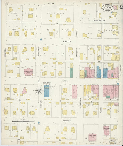 Sanborn Fire Insurance Map from Berne, Adams County, Indiana (1907), Sheet #0002 - Historic Sanborn Fire Insurance Map Print, vintage old map wall art, antique decor, genealogy gift, Indiana Indiana map