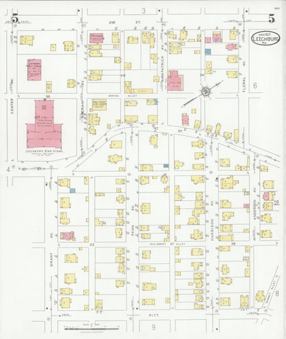 Sanborn Fire Insurance Map from Leechburg, Armstrong County, Pennsylvania (1927), Sheet #0005 - Complete Map Set gallery image, historic Sanborn map, vintage wall art, Pennsylvania Pennsylvania