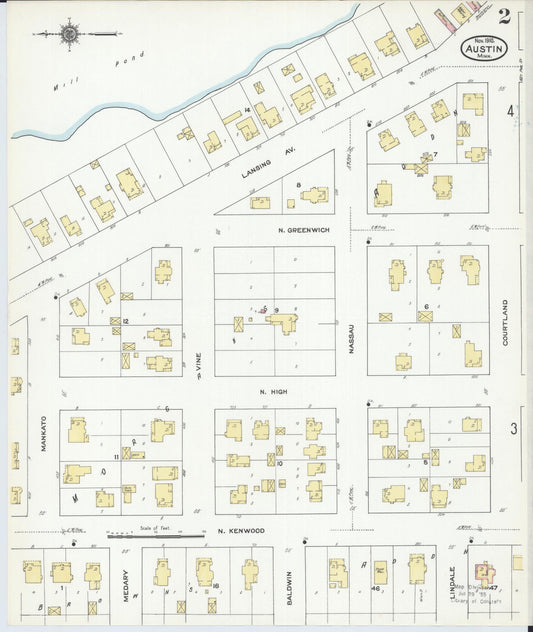 Sanborn Fire Insurance Map from Austin, Mower County, Minnesota (1910), Sheet #0002 - Historic Sanborn Fire Insurance Map Print, vintage old map wall art, antique decor, genealogy gift, Minnesota Minnesota map