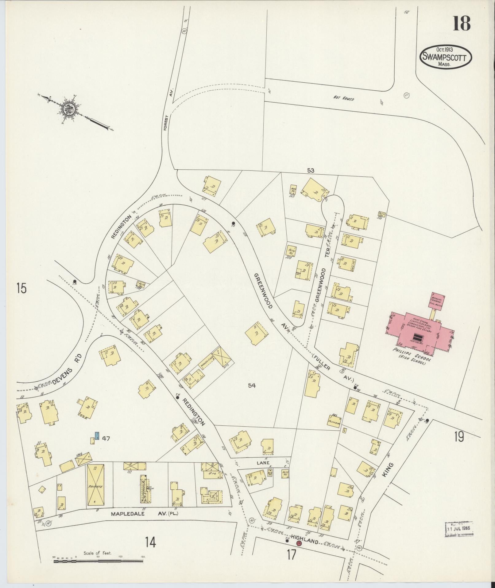 Sanborn Fire Insurance Map from Swampscott, Essex County, Massachusetts (1913), Sheet #0018 - Complete Map Set gallery image, historic Sanborn map, vintage wall art, Massachusetts Massachusetts