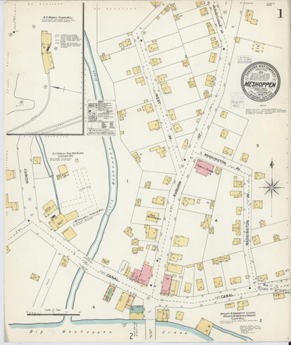 Sanborn Fire Insurance Map from Meshoppen, Wyoming County, Pennsylvania (1903), Sheet #0001 - Complete Map Set gallery image, historic Sanborn map, vintage wall art, Pennsylvania Pennsylvania