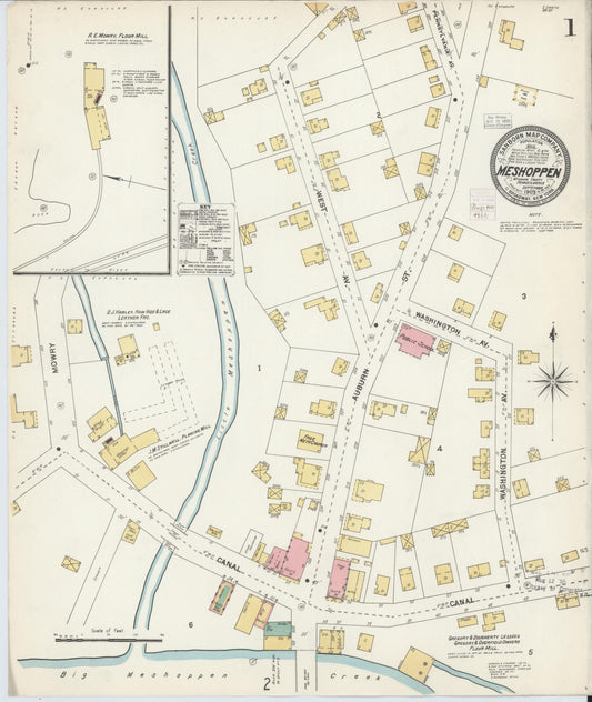 Sanborn Fire Insurance Map from Meshoppen, Wyoming County, Pennsylvania (1903), Sheet #0001 - Complete Map Set gallery image, historic Sanborn map, vintage wall art, Pennsylvania Pennsylvania