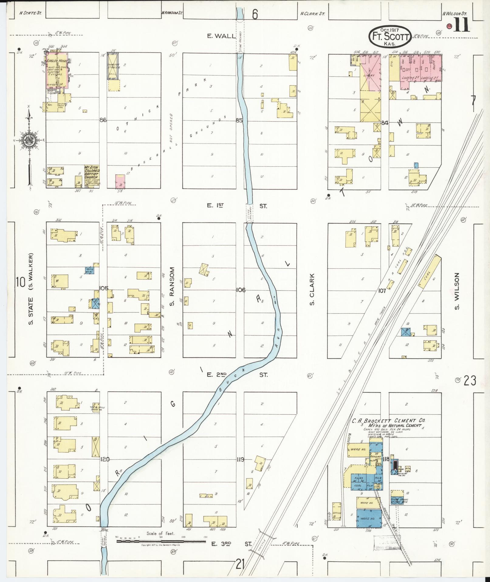 Sanborn Fire Insurance Map from Fort Scott, Bourbon County, Kansas (1917), Sheet #0011 - Complete Map Set gallery image, historic Sanborn map, vintage wall art, Kansas Kansas