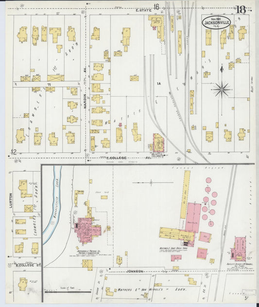 Sanborn Fire Insurance Map from Jacksonville, Morgan County, Illinois. (1905), Sheet 18 – Historic Sanborn Fire Insurance Map Print