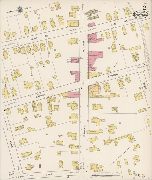Sanborn Fire Insurance Map from Knoxville, Tioga County, Pennsylvania (1922), Sheet #0002 - Historic Sanborn Fire Insurance Map Print, vintage old map wall art, antique decor, genealogy gift, Pennsylvania Pennsylvania map