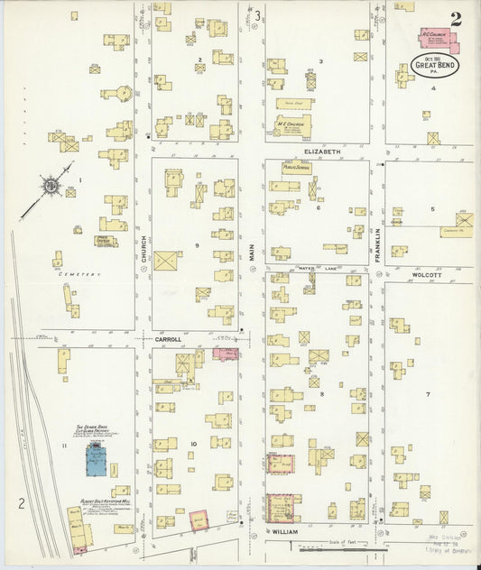 Sanborn Fire Insurance Map from Great Bend, Susquehanna County, Pennsylvania (1911), Sheet #0002 - Historic Sanborn Fire Insurance Map Print, vintage old map wall art, antique decor, genealogy gift, Pennsylvania Pennsylvania map