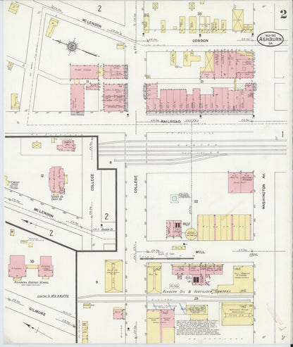 Sanborn Fire Insurance Map from Ashburn, Turner County, Georgia (1912), Sheet #0002 - Complete Map Set gallery image, historic Sanborn map, vintage wall art, Georgia Georgia