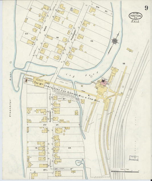 Sanborn Fire Insurance Map from Hinton, Summer County, West Virginia (1910), Sheet #0009 - Historic Sanborn Fire Insurance Map Print, vintage old map wall art, antique decor, genealogy gift, West Virginia West Virginia map