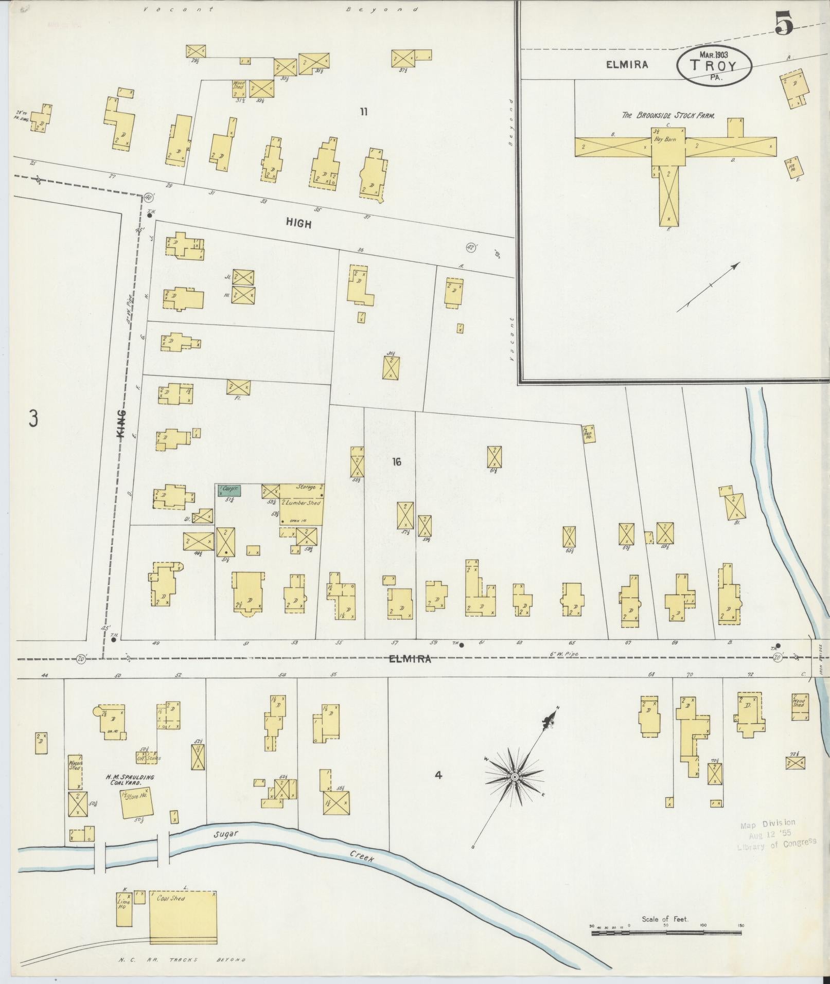 Sanborn Fire Insurance Map from Troy, Bradford County, Pennsylvania (1903), Sheet #0005 - Complete Map Set gallery image, historic Sanborn map, vintage wall art, Pennsylvania Pennsylvania