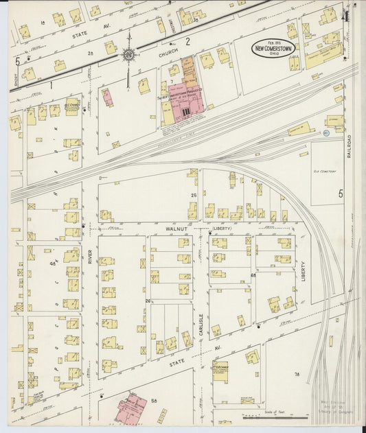 Sanborn Fire Insurance Map from Newcomerstown, Tuscarawas County, Ohio (1915), Sheet #0004 - Historic Sanborn Fire Insurance Map Print, vintage old map wall art, antique decor, genealogy gift, Ohio Ohio map