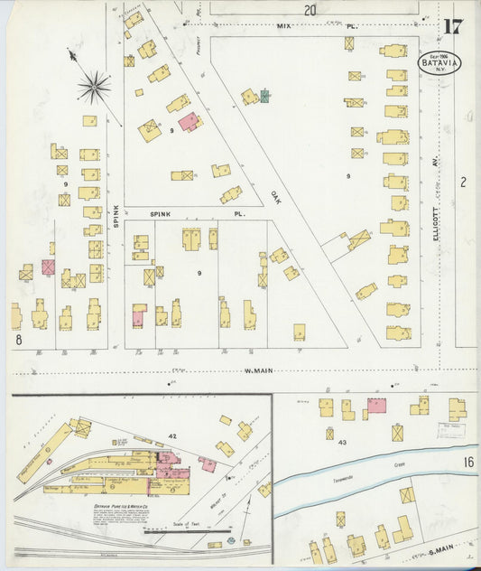 Sanborn Fire Insurance Map from Batavia, Genesee County, New York (1906), Sheet #0017 - Historic Sanborn Fire Insurance Map Print, vintage old map wall art, antique decor, genealogy gift, New York New York map