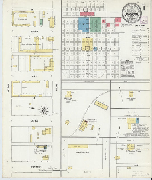 Sanborn Fire Insurance Map from Quanah, Hardeman County, Texas (1904), Sheet #0001 - Historic Sanborn Fire Insurance Map Print, vintage old map wall art, antique decor, genealogy gift, Texas Texas map