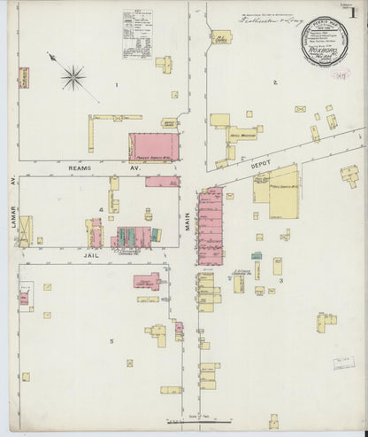 Sanborn Fire Insurance Map from Roxboro, Person County, North Carolina (1894), Sheet #0001 - Complete Map Set gallery image, historic Sanborn map, vintage wall art, North Carolina North Carolina