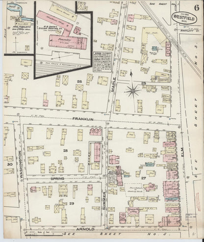 Sanborn Fire Insurance Map from Westfield, Hampden County, Massachusetts (1884), Sheet #0006 - Complete Map Set gallery image, historic Sanborn map, vintage wall art, Massachusetts Massachusetts