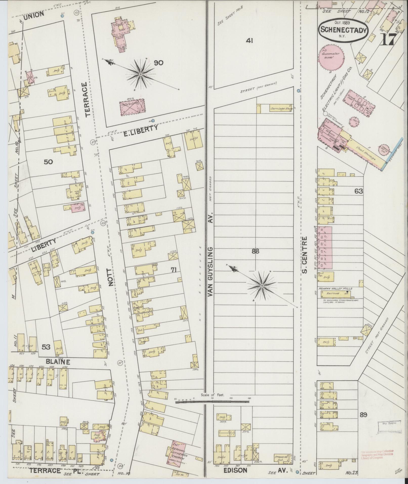Sanborn Fire Insurance Map from Schenectady, Schenectady County, New York (1889), Sheet #0017 - Complete Map Set gallery image, historic Sanborn map, vintage wall art, New York New York