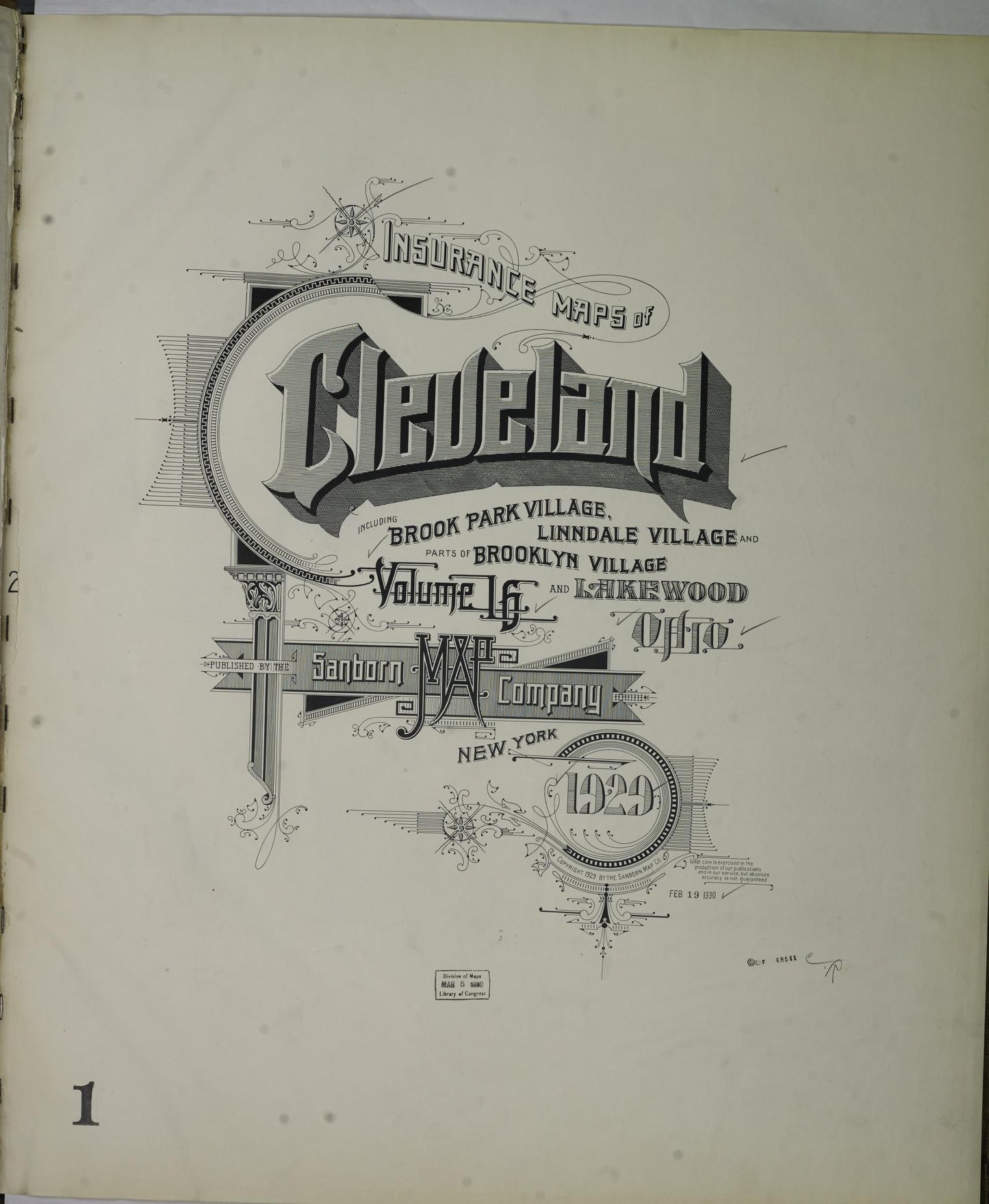 Sanborn Fire Insurance Map from Cleveland, Cuyahoga County, Ohio (1926), Sheet #0001 - Complete Map Set gallery image, historic Sanborn map, vintage wall art, Ohio Ohio