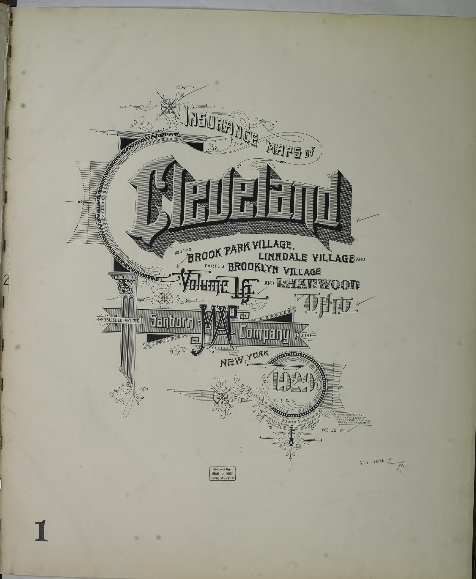 Sanborn Fire Insurance Map from Cleveland, Cuyahoga County, Ohio (1926), Sheet #0001 - Complete Map Set gallery image, historic Sanborn map, vintage wall art, Ohio Ohio
