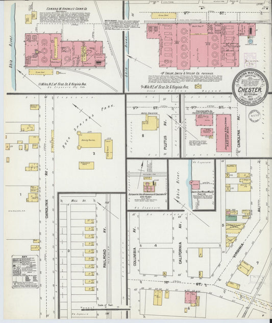 Sanborn Fire Insurance Map from Chester, Hancock County, West Virginia (1902), Sheet #0001 - Historic Sanborn Fire Insurance Map Print, vintage old map wall art, antique decor, genealogy gift, West Virginia West Virginia map