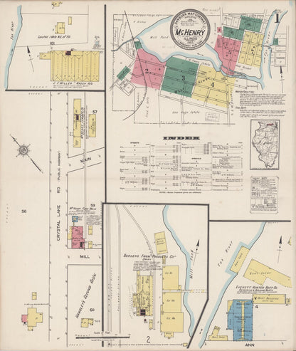 Sanborn Fire Insurance Map from McHenry, McHenry County, Illinois (1922), Sheet #0001 - Complete Map Set gallery image, historic Sanborn map, vintage wall art, Illinois Illinois