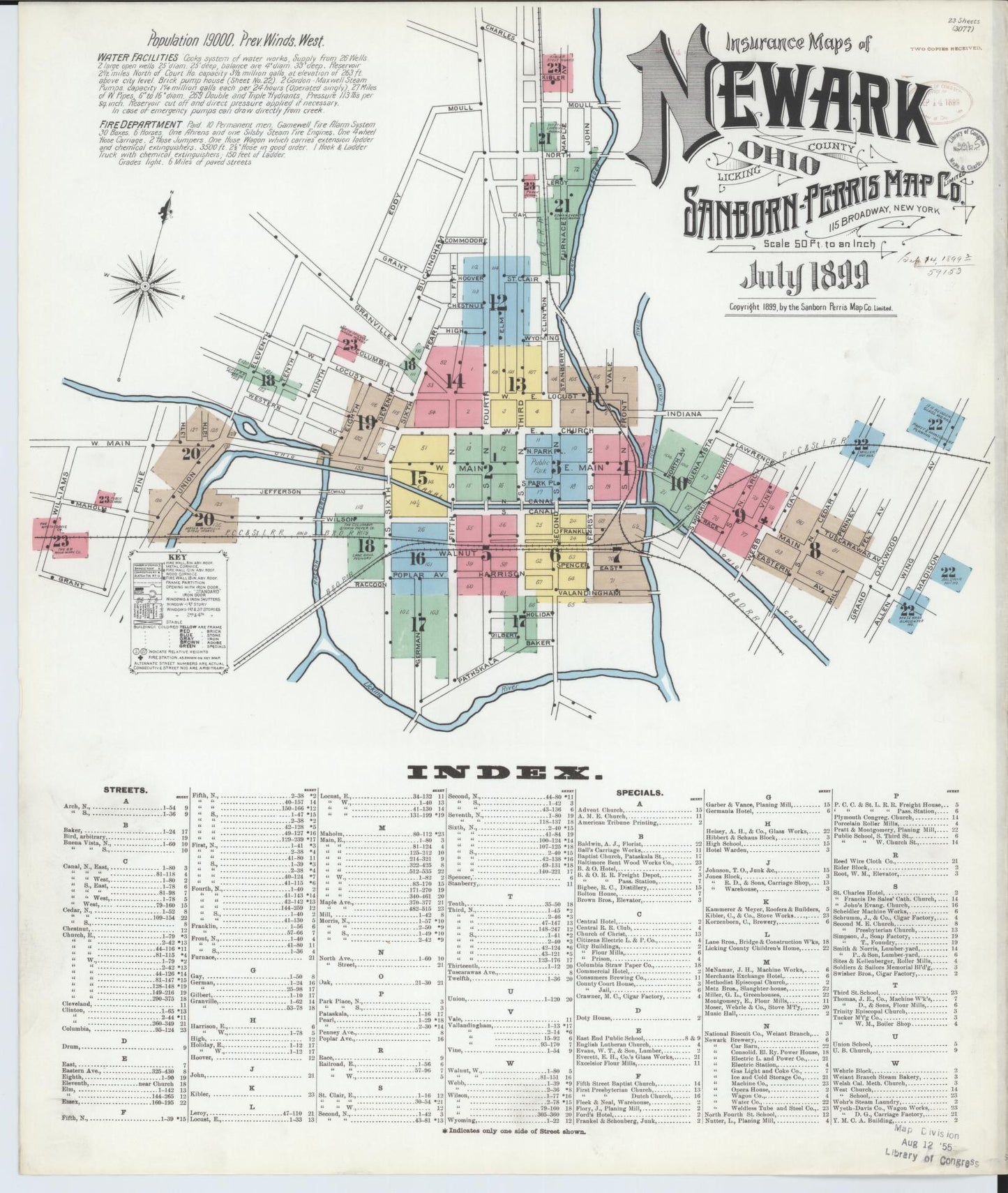 Sanborn Fire Insurance Map from Newark, Licking County, Ohio (1899), Sheet #0001 - Complete Map Set gallery image, historic Sanborn map, vintage wall art, Ohio Ohio