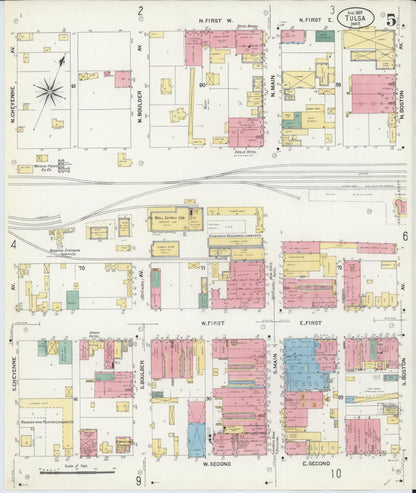 Sanborn Fire Insurance Map from Tulsa, Tulsa County, Oklahoma (1907), Sheet #0005 - Complete Map Set gallery image, historic Sanborn map, vintage wall art, Oklahoma Oklahoma