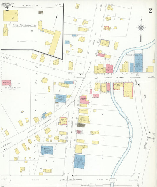 Sanborn Fire Insurance Map from Hartland, Waukesha County, Wisconsin (1935), Sheet #0002 - Historic Sanborn Fire Insurance Map Print, vintage old map wall art, antique decor, genealogy gift, Wisconsin Wisconsin map