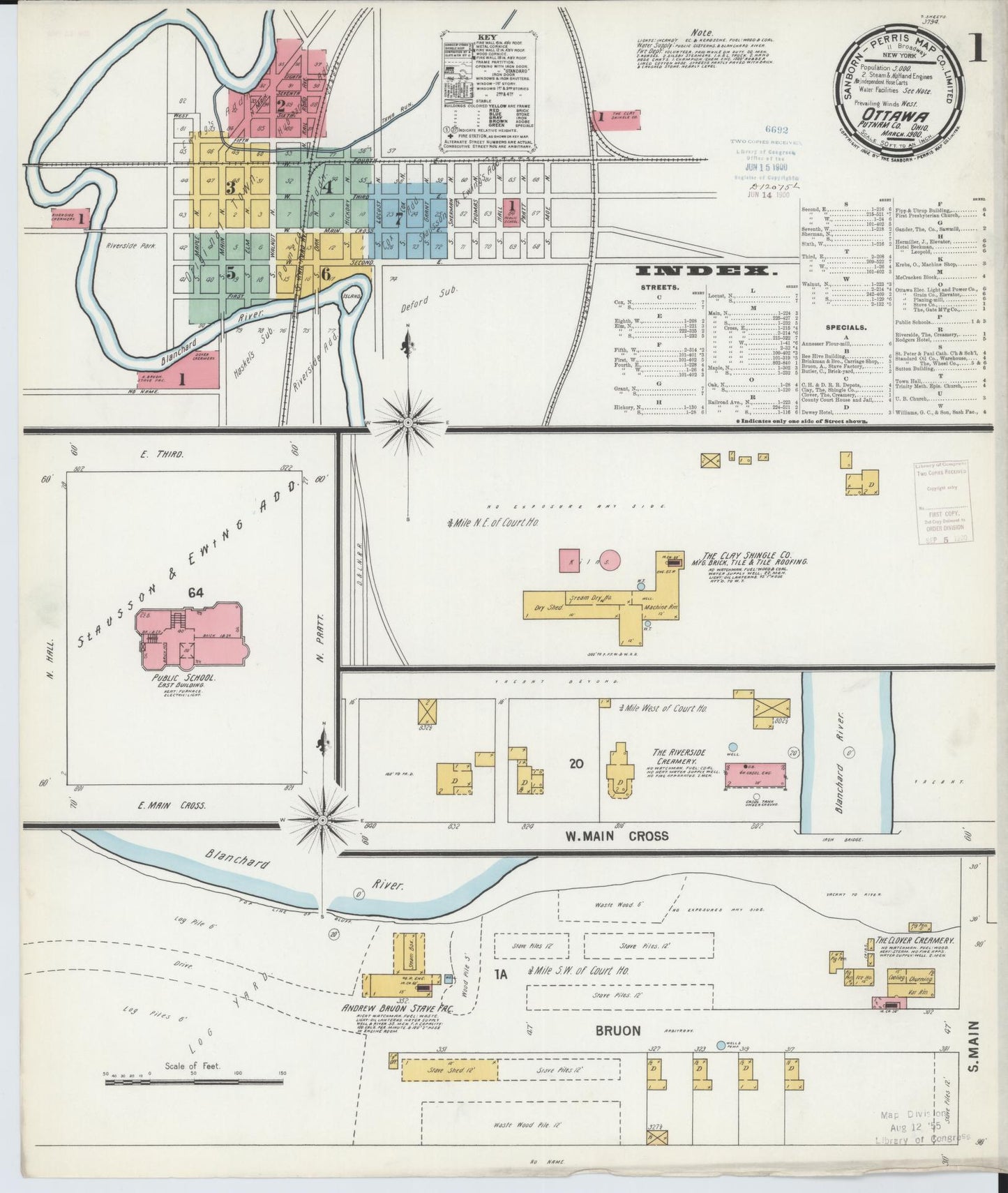 Sanborn Fire Insurance Map from Ottawa, Putnam County, Ohio (1900), Sheet #0001 - Complete Map Set gallery image, historic Sanborn map, vintage wall art, Ohio Ohio