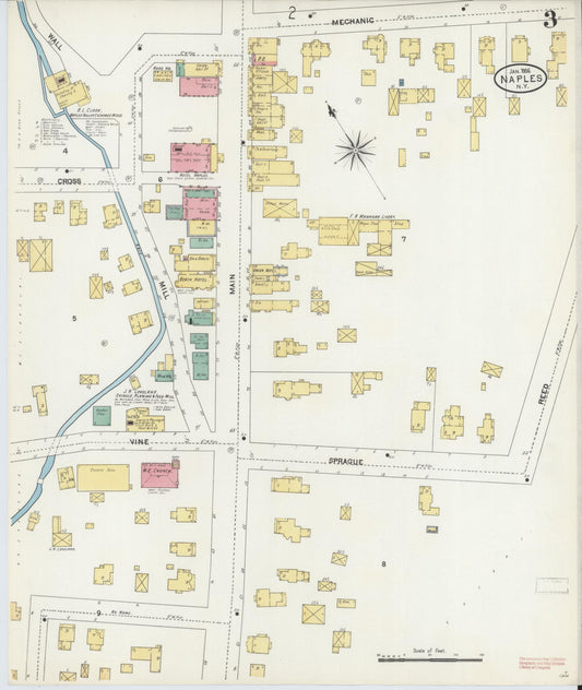 Sanborn Fire Insurance Map from Naples, Ontario County, New York (1906), Sheet #0003 - Historic Sanborn Fire Insurance Map Print, vintage old map wall art, antique decor, genealogy gift, New York New York map