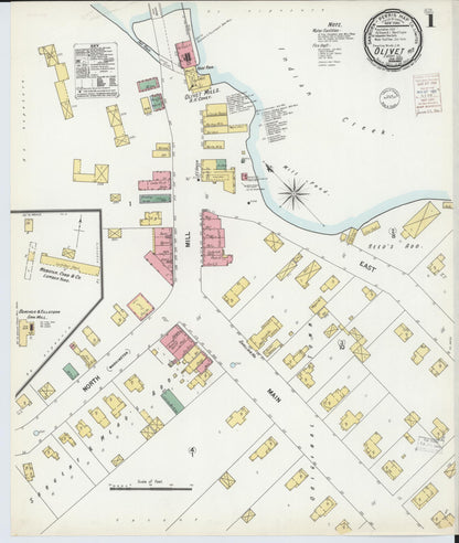 Sanborn Fire Insurance Map from Olivet, Eaton County, Michigan (1900), Sheet #0001 - Historic Sanborn Fire Insurance Map Print, vintage old map wall art, antique decor, genealogy gift, Michigan Michigan map