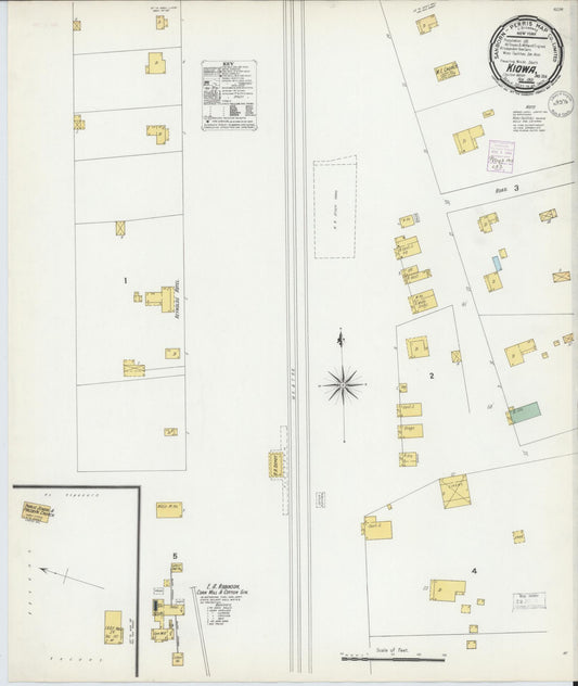Sanborn Fire Insurance Map from Kiowa, Pittsburg County, Oklahoma (1901), Sheet #0001 - Historic Sanborn Fire Insurance Map Print, vintage old map wall art, antique decor, genealogy gift, Oklahoma Oklahoma map