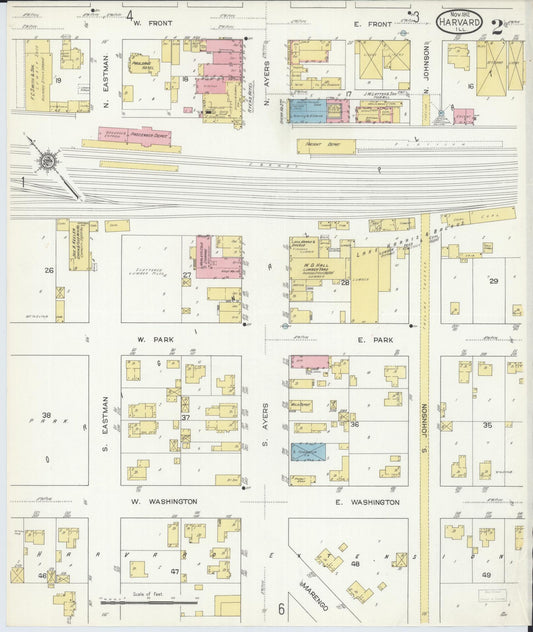 Sanborn Fire Insurance Map from Harvard, McHenry County, Illinois (1912), Sheet #0002 - Historic Sanborn Fire Insurance Map Print, vintage old map wall art, antique decor, genealogy gift, Illinois Illinois map