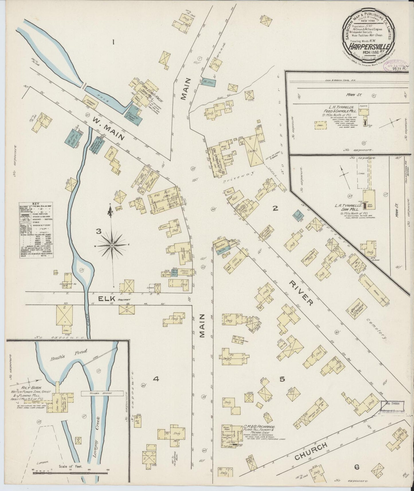 Sanborn Fire Insurance Map from Harpursville, Broome County, New York. (1886) – Historic Sanborn Fire Insurance Map Print