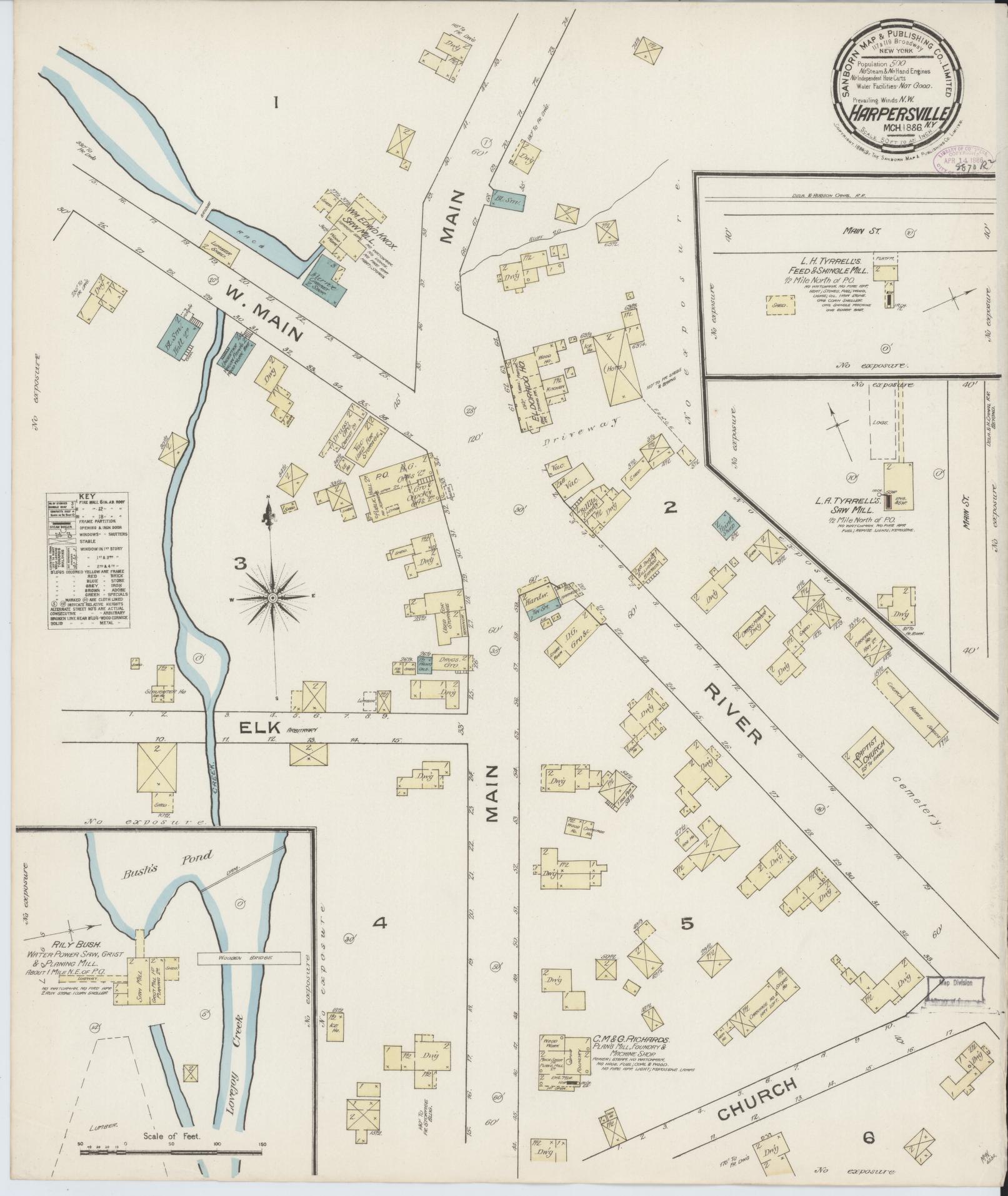 Sanborn Fire Insurance Map from Harpursville, Broome County, New York. (1886) – Historic Sanborn Fire Insurance Map Print