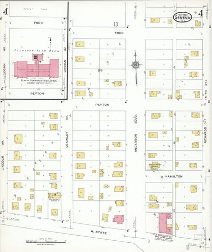 Sanborn Fire Insurance Map from Geneva, Kane County, Illinois (1923), Sheet #0004 - Complete Map Set gallery image, historic Sanborn map, vintage wall art, Illinois Illinois