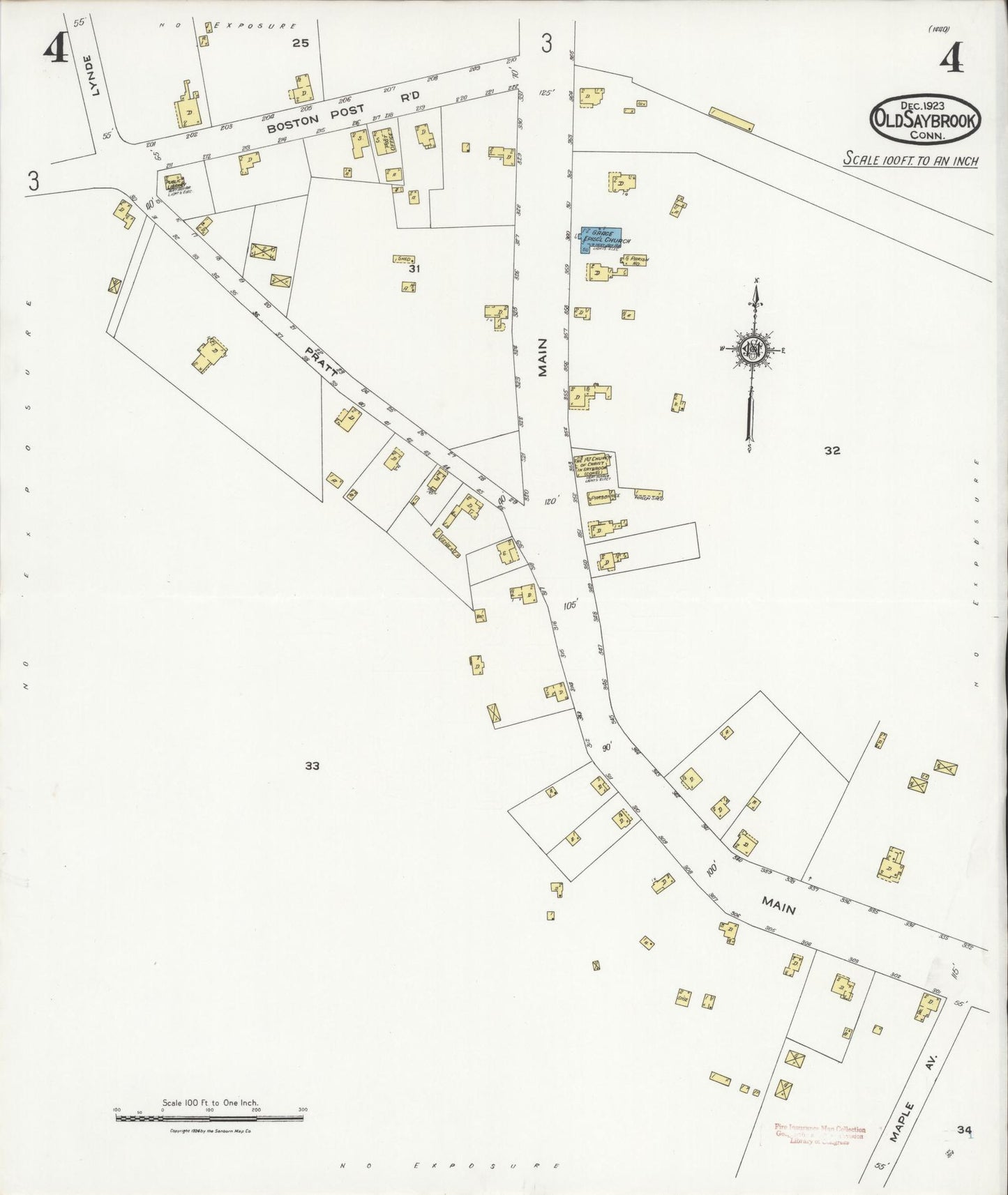 Sanborn Fire Insurance Map from Old Saybrook, Middlesex County, Connecticut (1923), Sheet #0004 - Complete Map Set gallery image, historic Sanborn map, vintage wall art, Connecticut Connecticut