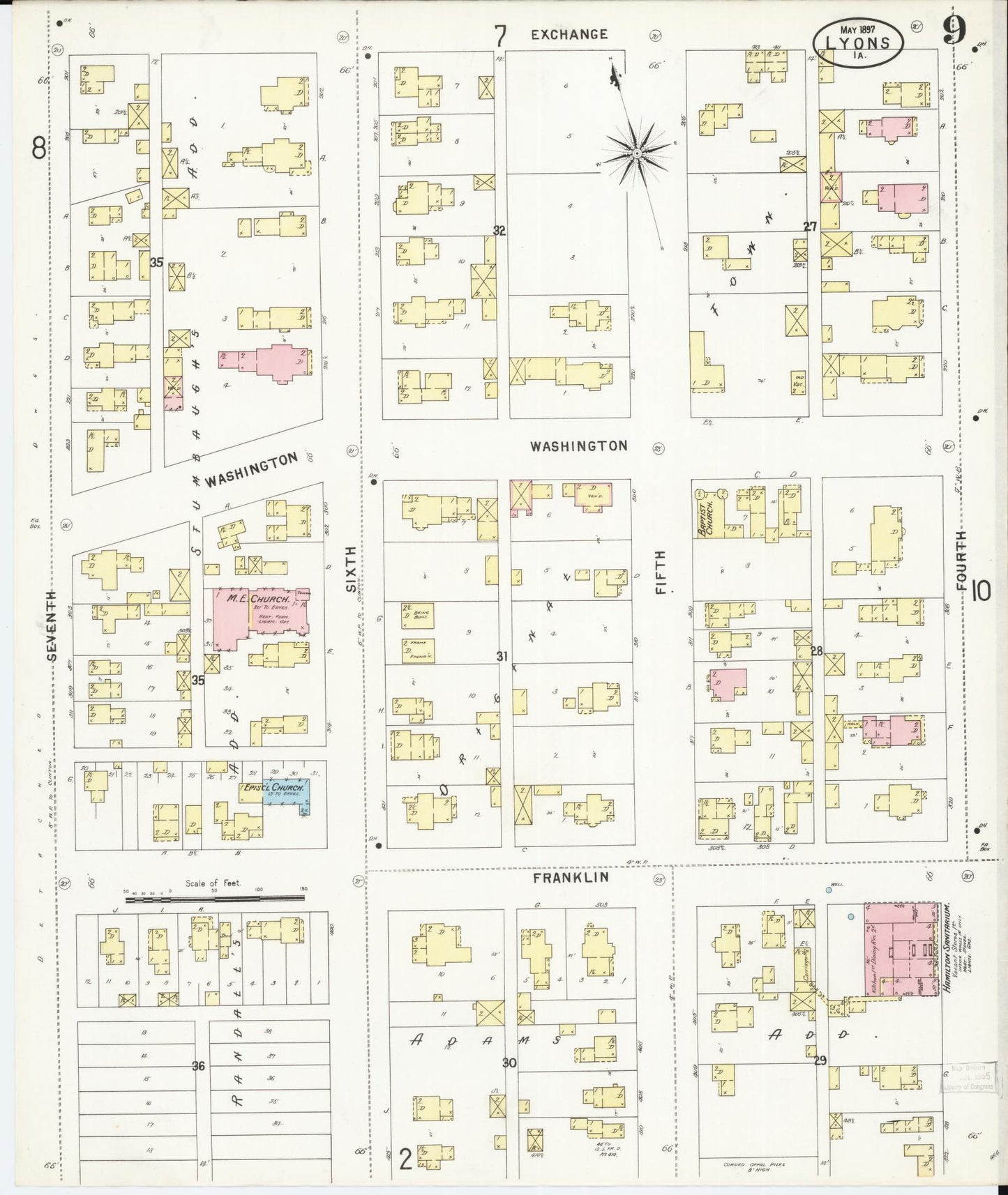 Sanborn Fire Insurance Map from Lyons, Clinton County, Iowa (1897), Sheet #0009 - Historic Sanborn Fire Insurance Map Print