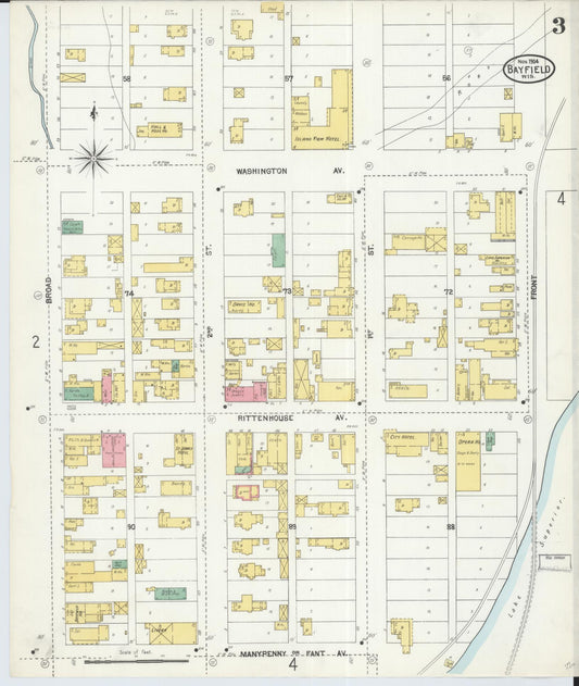 Sanborn Fire Insurance Map from Bayfield, Bayfield County, Wisconsin (1904), Sheet #0003 - Historic Sanborn Fire Insurance Map Print, vintage old map wall art, antique decor, genealogy gift, Wisconsin Wisconsin map
