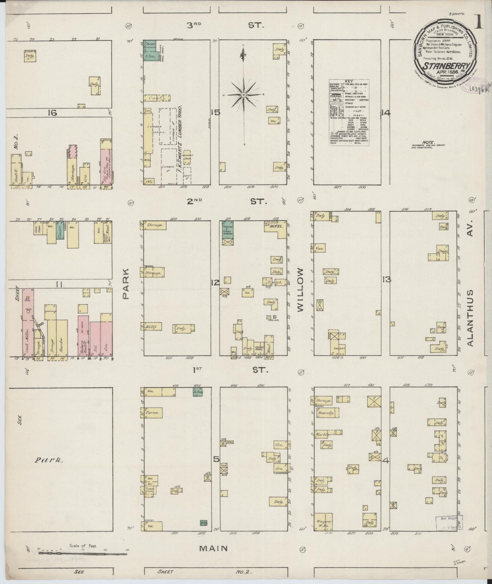 Sanborn Fire Insurance Map from Stanberry, Gentry County, Missouri (1886), Sheet #0001 - Complete Map Set gallery image, historic Sanborn map, vintage wall art, Missouri Missouri