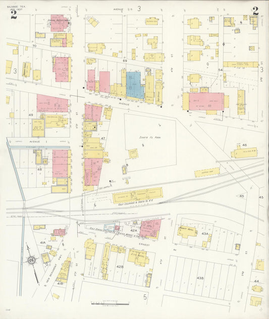 Sanborn Fire Insurance Map from Silsbee, Hardin County, Texas (1937), Sheet #0002 - Historic Sanborn Fire Insurance Map Print, vintage old map wall art, antique decor, genealogy gift, Texas Texas map
