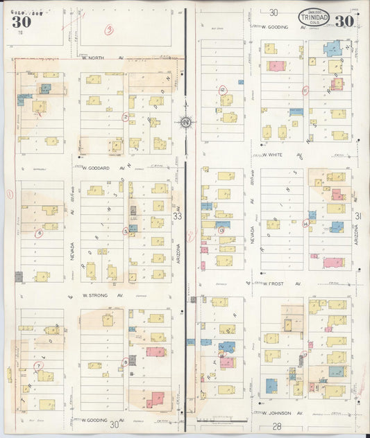 Sanborn Fire Insurance Map from Trinidad, Las Animas County, Colorado (1948), Sheet #0030 - Historic Sanborn Fire Insurance Map Print, vintage old map wall art, antique decor, genealogy gift, Colorado Colorado map
