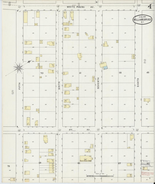 Sanborn Fire Insurance Map from Williamsbridge, Westchester County, New York (1895), Sheet #0004 - Historic Sanborn Fire Insurance Map Print, vintage old map wall art, antique decor, genealogy gift, New York New York map
