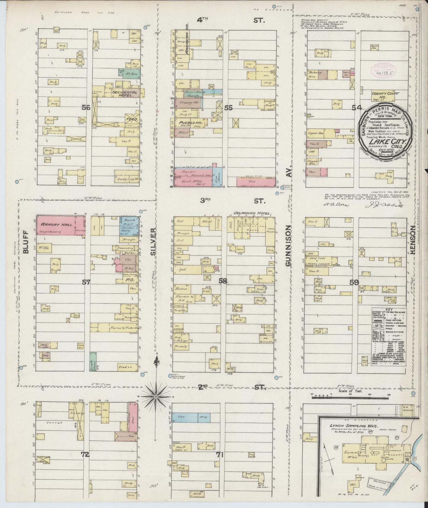 Sanborn Fire Insurance Map from Lake City, Hinsdale County, Colorado (1890), Sheet #0001 - Historic Sanborn Fire Insurance Map Print, vintage old map wall art, antique decor, genealogy gift, Colorado Colorado map