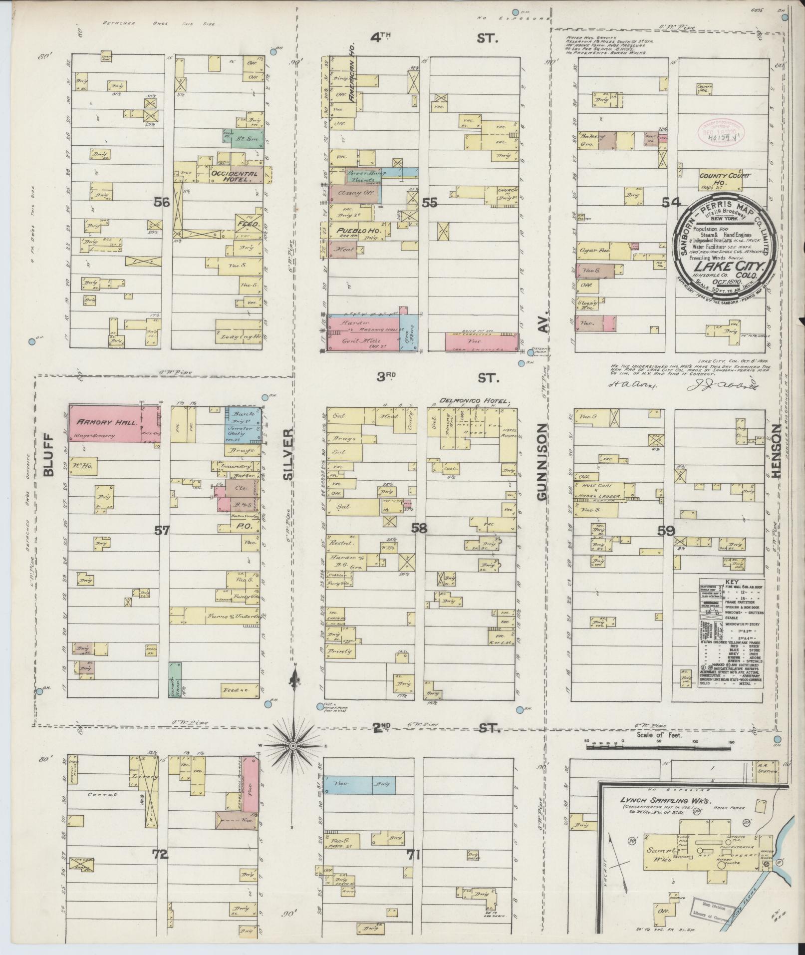 Sanborn Fire Insurance Map from Lake City, Hinsdale County, Colorado (1890), Sheet #0001 - Historic Sanborn Fire Insurance Map Print, vintage old map wall art, antique decor, genealogy gift, Colorado Colorado map