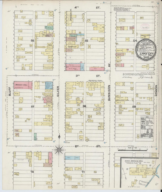 Sanborn Fire Insurance Map from Lake City, Hinsdale County, Colorado (1890), Sheet #0001 - Historic Sanborn Fire Insurance Map Print, vintage old map wall art, antique decor, genealogy gift, Colorado Colorado map