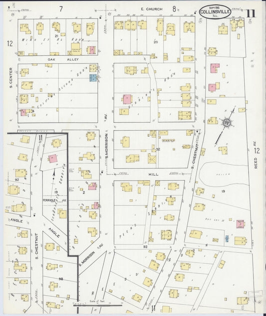 Sanborn Fire Insurance Map from Collinsville, Madison County, Illinois (1915), Sheet #0011 - Historic Sanborn Fire Insurance Map Print, vintage old map wall art, antique decor, genealogy gift, Illinois Illinois map