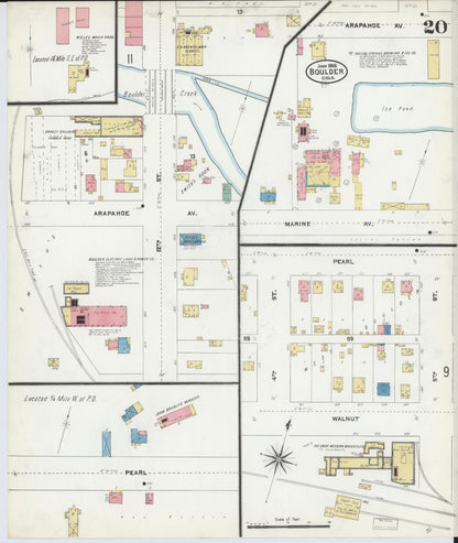 Sanborn Fire Insurance Map from Boulder, Boulder County, Colorado (1906), Sheet #0020 - Complete Map Set gallery image, historic Sanborn map, vintage wall art, Colorado Colorado